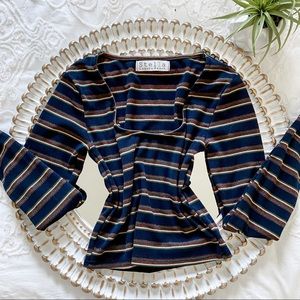 Striped Long Sleeve Crop Top